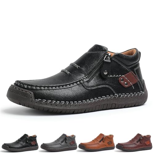 Novxrwn Handgefertigte Premium-Leder-Schlupfstiefel für Herren für Reisen und Outdoor, Fahrstiefel, Herren, Schlupfstiefel für Herren im Freien, Schwarz , Medium Novxrwn Handgefertigte Premium-Leder-Schlupfstiefel für Herren für Reisen und Outdoor, Fahrstiefel, Herren, Schlupfstiefel für Herren im Freien, Schwarz , Medium von Novxrwn