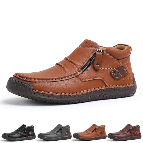 Novxrwn Handgefertigte Premium-Leder-Schlupfstiefel für Herren für Reisen und Outdoor, Fahrstiefel, Herren, Schlupfstiefel für Herren im Freien, hellbraun, Medium Novxrwn Handgefertigte Premium-Leder-Schlupfstiefel für Herren für Reisen und Outdoor, Fahrstiefel, Herren, Schlupfstiefel für Herren im Freien, hellbraun, Medium von Novxrwn