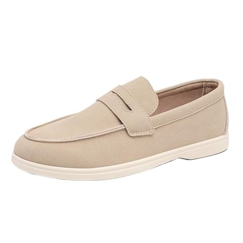 Novxrwn Herren-Mokassins aus Wildleder, Slip-Ons für Herren, Sommerkleid, Penny-Loafers, Fußgewölbeunterstützung, breite Breite, Bootsschuhe, beige, 40 EU Novxrwn Herren-Mokassins aus Wildleder, Slip-Ons für Herren, Sommerkleid, Penny-Loafers, Fußgewölbeunterstützung, breite Breite, Bootsschuhe, beige, 40 EU von Novxrwn