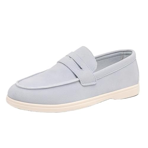 Novxrwn Herren-Mokassins aus Wildleder, Slip-Ons für Herren, Sommerkleid, Penny-Loafers, Fußgewölbeunterstützung, breite Breite, Bootsschuhe, blau, 42 EU Novxrwn Herren-Mokassins aus Wildleder, Slip-Ons für Herren, Sommerkleid, Penny-Loafers, Fußgewölbeunterstützung, breite Breite, Bootsschuhe, blau, 42 EU von Novxrwn