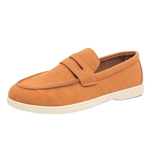 Novxrwn Herren-Mokassins aus Wildleder, Slip-Ons für Herren, Sommerkleid, Penny-Loafers, Fußgewölbeunterstützung, breite Breite, Bootsschuhe, braun, 38 EU Novxrwn Herren-Mokassins aus Wildleder, Slip-Ons für Herren, Sommerkleid, Penny-Loafers, Fußgewölbeunterstützung, breite Breite, Bootsschuhe, braun, 38 EU von Novxrwn