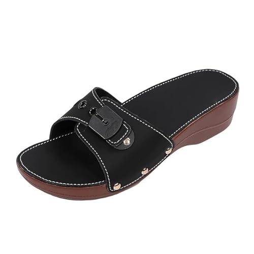 Novxrwn Orthopädische Elegante Nietensandalen Damen Casual Wedge Slides Sandalen Gürtelschnalle Nieten Dicke Sohle Hausschuhe Komfort Open Toe Slip On Plateau Hausschuhe, Schwarz , 38 EU Novxrwn Orthopädische Elegante Nietensandalen Damen Casual Wedge Slides Sandalen Gürtelschnalle Nieten Dicke Sohle Hausschuhe Komfort Open Toe Slip On Plateau Hausschuhe, Schwarz , 38 EU von Novxrwn