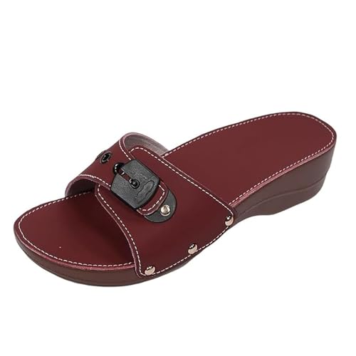 Novxrwn Orthopädische Elegante Nietensandalen Damen Casual Wedge Slides Sandalen Gürtelschnalle Nieten Dicke Sohle Hausschuhe Komfort Open Toe Slip On Plateau Hausschuhe, rot, 38 EU Novxrwn Orthopädische Elegante Nietensandalen Damen Casual Wedge Slides Sandalen Gürtelschnalle Nieten Dicke Sohle Hausschuhe Komfort Open Toe Slip On Plateau Hausschuhe, rot, 38 EU von Novxrwn