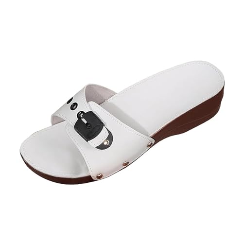 Novxrwn Orthopädische Elegante Nietensandalen Damen Casual Wedge Slides Sandalen Gürtelschnalle Nieten Dicke Sohle Hausschuhe Komfort Open Toe Slip On Plateau Hausschuhe, weiß, 38 EU Novxrwn Orthopädische Elegante Nietensandalen Damen Casual Wedge Slides Sandalen Gürtelschnalle Nieten Dicke Sohle Hausschuhe Komfort Open Toe Slip On Plateau Hausschuhe, weiß, 38 EU von Novxrwn