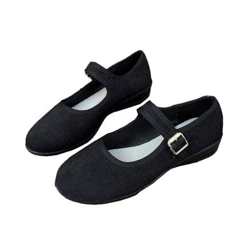 Orthopädische Ballerinas Mary Jane für Damen, bequeme Anzugschuhe für Damen, runde Zehenpartie, Metallschnalle, flache Schlupfschuhe, Freizeitschuhe, Schwarz , 43 EU Orthopädische Ballerinas Mary Jane für Damen, bequeme Anzugschuhe für Damen, runde Zehenpartie, Metallschnalle, flache Schlupfschuhe, Freizeitschuhe, Schwarz , 43 EU von Novxrwn
