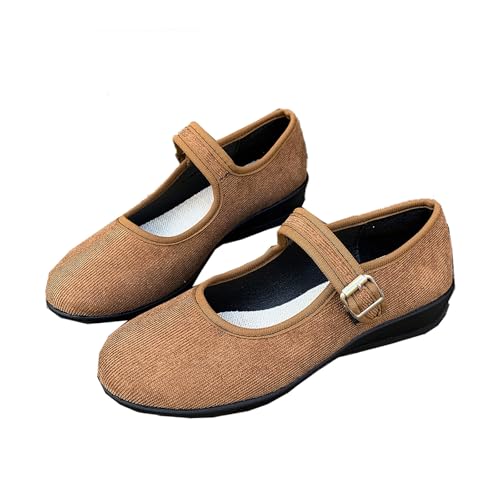 Orthopädische Ballerinas Mary Jane für Damen, bequeme Anzugschuhe für Damen, runde Zehenpartie, Metallschnalle, flache Schlupfschuhe, Freizeitschuhe, braun, 43 EU Orthopädische Ballerinas Mary Jane für Damen, bequeme Anzugschuhe für Damen, runde Zehenpartie, Metallschnalle, flache Schlupfschuhe, Freizeitschuhe, braun, 43 EU von Novxrwn