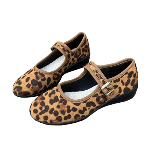 Orthopädische Ballerinas Mary Jane für Damen, bequeme Anzugschuhe für Damen, runde Zehenpartie, Metallschnalle, flache Schlupfschuhe, Freizeitschuhe, leopardenmuster, 43 EU Orthopädische Ballerinas Mary Jane für Damen, bequeme Anzugschuhe für Damen, runde Zehenpartie, Metallschnalle, flache Schlupfschuhe, Freizeitschuhe, leopardenmuster, 43 EU von Novxrwn