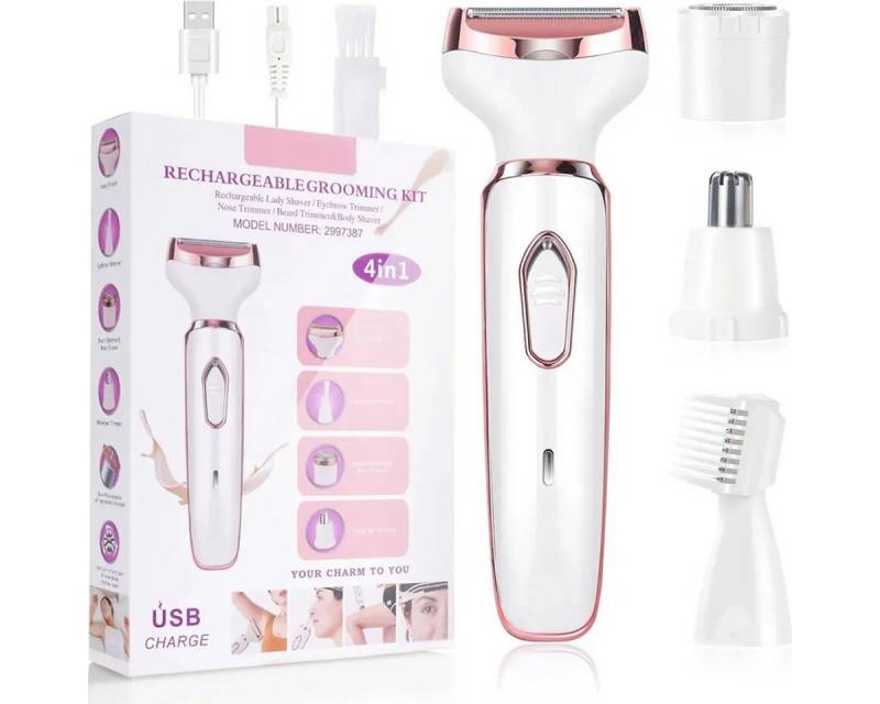 Novzep Elektrorasierer 4-in-1 Elektrischer Rasierer für Frauen, Intimrasierer, USB-Ladung von Novzep