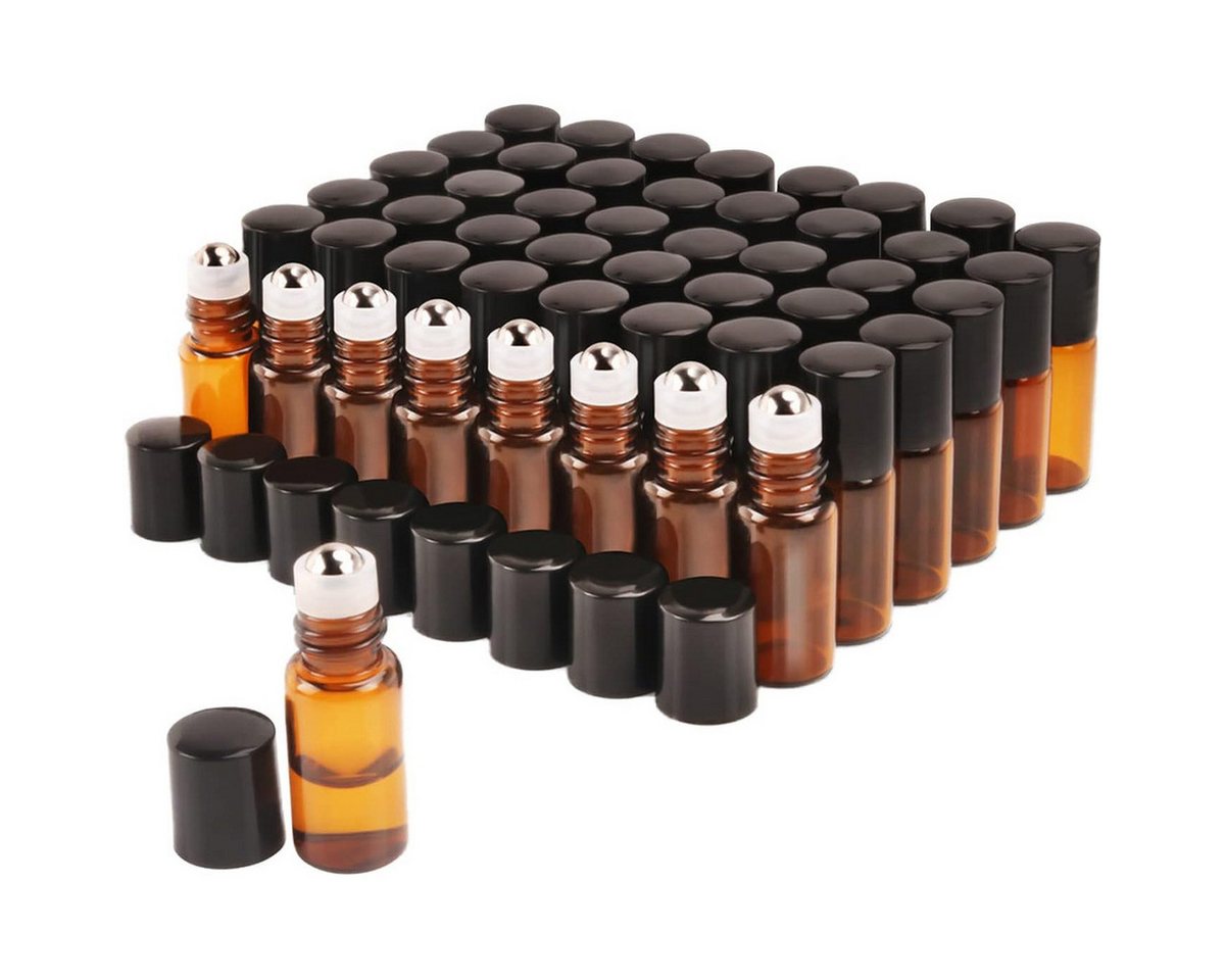 Novzep Parfümzerstäuber 50st 2ml Roll On Glasflaschen, Braunglas, nachfüllbar, UV-Schutz (50 St) von Novzep