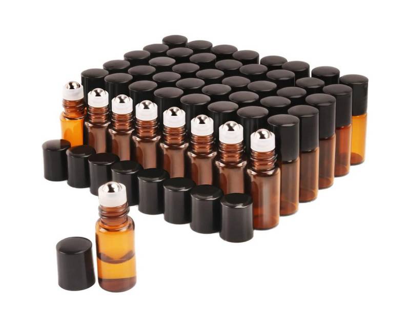 Novzep Parfümzerstäuber 50st 2ml Roll On Glasflaschen, Braunglas, nachfüllbar, UV-Schutz (50 St) von Novzep