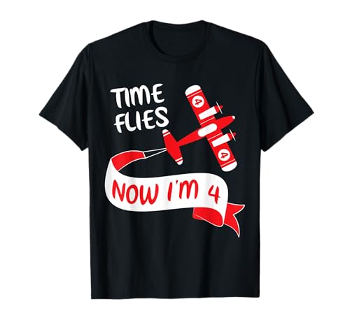 Jetzt Bin ich am 4. Geburtstag Time Flies Cool B-Day für Kinder im Alter von 4 Jahren T-Shirt Jetzt Bin ich am 4. Geburtstag Time Flies Cool B-Day für Kinder im Alter von 4 Jahren T-Shirt von Now I'm 4th Birthday Time Flies Child 4 Year Old