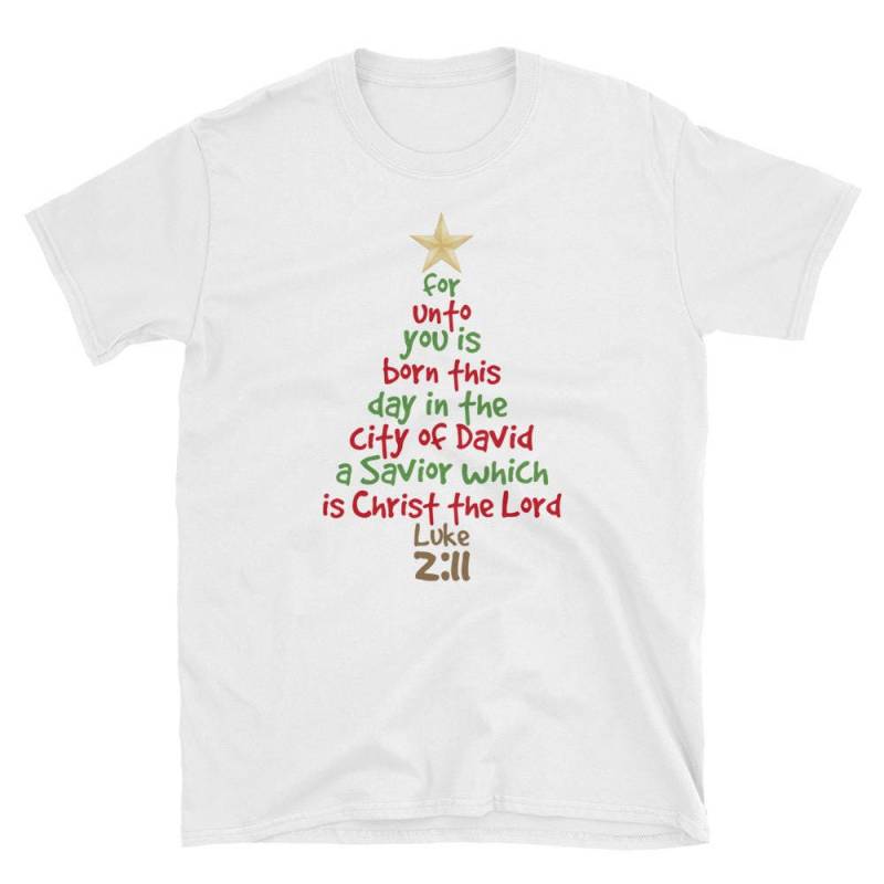 Die Weihnachtsgeschichte Luke 2-11 Xmas Tree Shirt Geschenk-T-Shirt von NowBubble