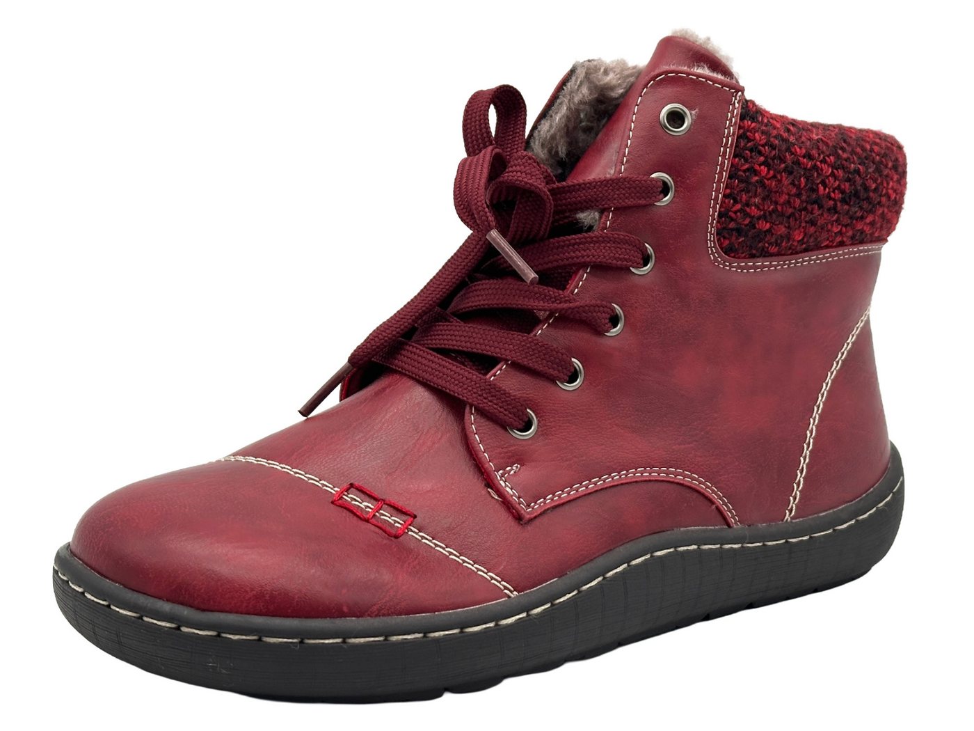 Nowaland Bequeme Damen Winterstiefeletten mit Reißverschluss Winterstiefelette Dekorative Schnürung, wärmendes Innenfutter und flexible Laufsohle von Nowaland