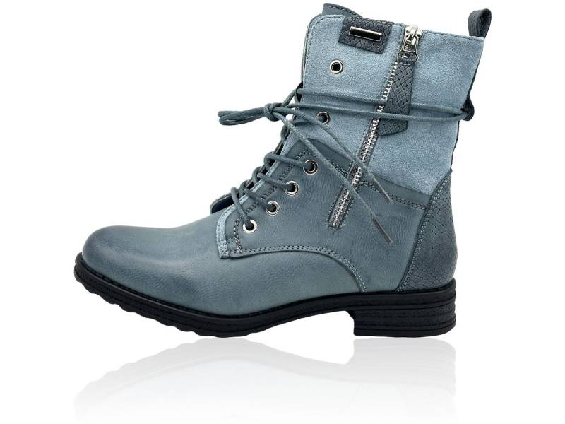 Nowaland Casual Damen Boots mit Warmfutter und Reißverschluss Stiefelette Dekorative Schnürung und kuscheliges Warmfutter von Nowaland