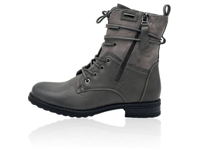 Nowaland Casual Damen Boots mit Warmfutter und Reißverschluss Stiefelette Dekorative Schnürung und kuscheliges Warmfutter von Nowaland
