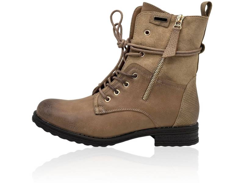 Nowaland Casual Damen Boots mit Warmfutter und Reißverschluss Stiefelette Dekorative Schnürung und kuscheliges Warmfutter von Nowaland