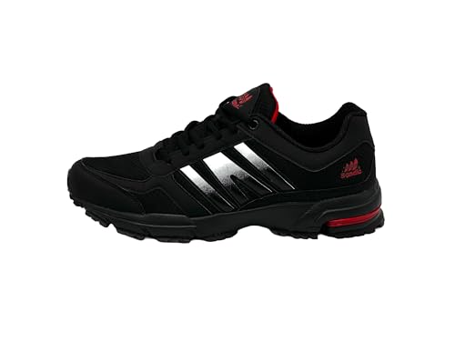 Nowaland Damen Herren Straßenschuhe Sportschuhe atmungsaktive Laufschuhe Turnschuhe Runners (Schwarz-Weiß-Rot,43) von Nowaland