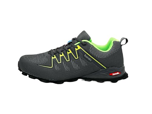 Nowaland Damen Herren Wanderschuhe Bequeme Trail Running Trekkingschuhe Laufschuhe Freizeit Schuhe (Dunkelgrau-Apfelgrün,44) von Nowaland