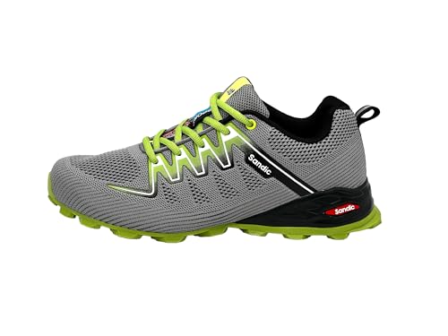 Nowaland Damen Herren Wanderschuhe Bequeme Trail Running Trekkingschuhe Laufschuhe Freizeit Schuhe (Mittelgrau-Grasgrün,45) von Nowaland