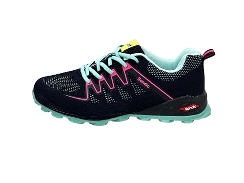 Nowaland Damen Herren Wanderschuhe Bequeme Trail Running Trekkingschuhe Laufschuhe Freizeit Schuhe (Navy-Hellblau-Fuchsia,40) von Nowaland