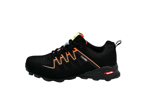 Nowaland Damen Herren Wanderschuhe Bequeme Trail Running Trekkingschuhe Laufschuhe Freizeit Schuhe (Schwarz-Orange,46) von Nowaland