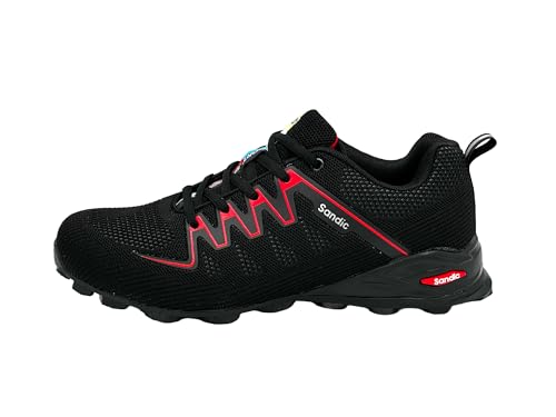 Nowaland Damen Herren Wanderschuhe Bequeme Trail Running Trekkingschuhe Laufschuhe Freizeit Schuhe (Schwarz-Rot,44) von Nowaland