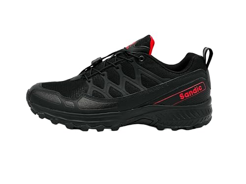 Nowaland Damen Herren Wanderschuhe atmungsaktive Trail Running Trekkingschuhe(Schwarz-Rot, 46) von Nowaland