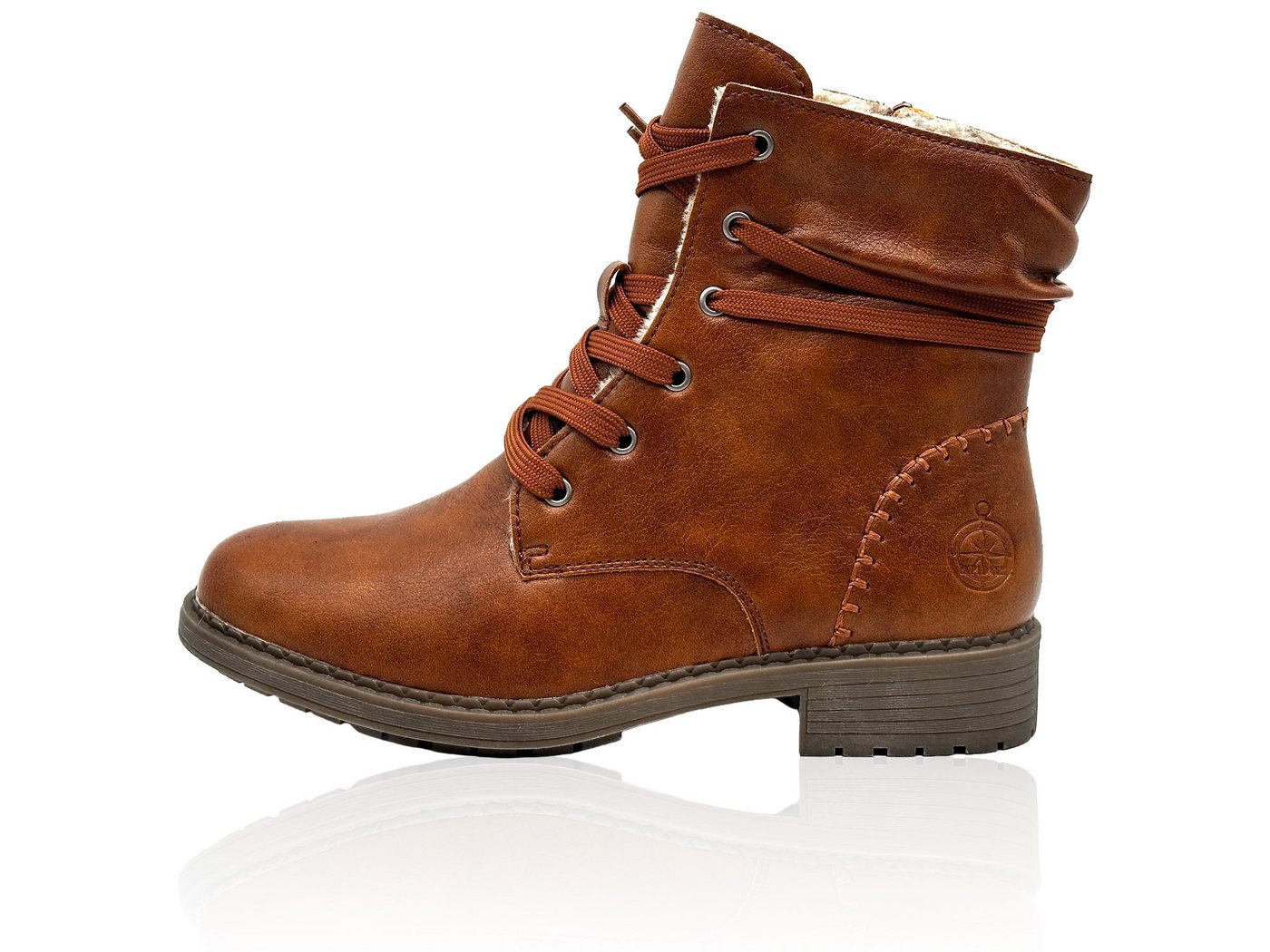 Nowaland Damen Winterstiefeletten mit Warmfutter Winterstiefelette Gefütterte Kunstleder-Stiefeletten mit seitlichem Reißverschluss von Nowaland