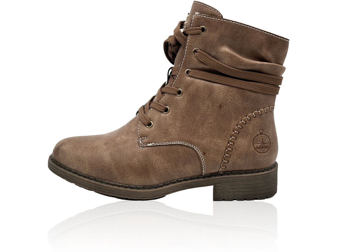 Nowaland Damen Winterstiefeletten mit Warmfutter Winterstiefelette Gefütterte Kunstleder-Stiefeletten mit seitlichem Reißverschluss von Nowaland