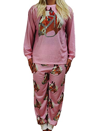Toller Mädchen Schlafanzug Pyjama in den Größen 140-188 Pferd (164-176) von Nowingline Kids