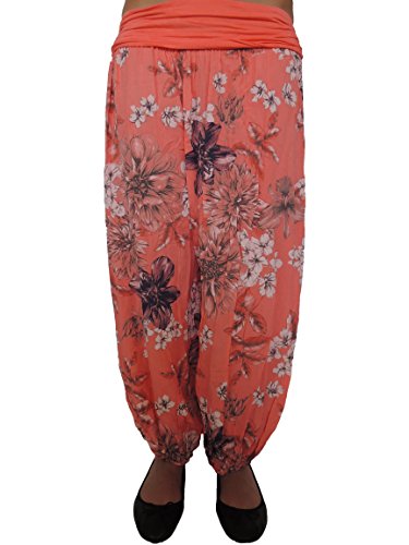 Nowingline 11 Farben Damen Blumen Pumphosen Gr 42 44 46 48 50 52 54 56 (Coral) von Nowingline