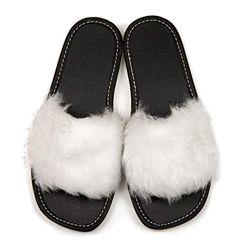 Damen-Schlappen mit Kunstfell Pantoletten Sommer-Sandalen Fell-Hausschuhe Plüsch Pantoffeln mit Pelz Slipper Fell weiche Hausschuhe für Frauen 39 von Nowo