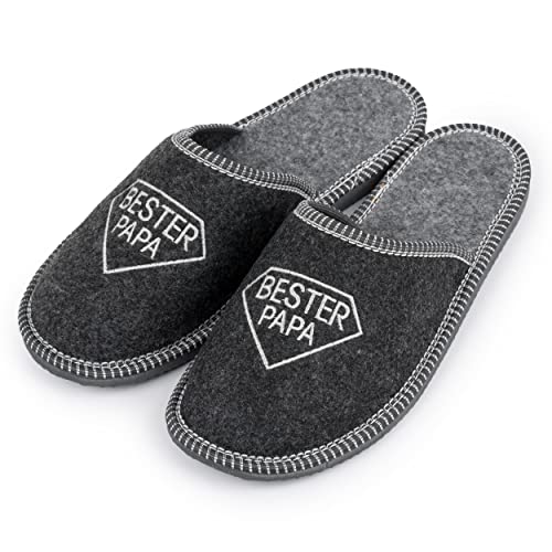 Nowo Herren Hausschuhe BESTER PAPA Pantoffeln Pantoletten Filz Männer Hausschuhe Bequemes Tragegefühl Filzpantoffel Männer Hausschlappen Geschenk für Opa 43 von Nowo