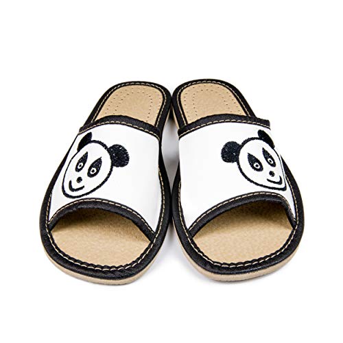 Nowo Damen Hausschuhe Panda Grau Pantoletten geschlossen Bequemes Tragegefühl Sommer/Winter Mädchen Jungen Home Slippers 37 von Nowo