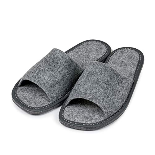 Nowo Damen Hausschuhe aus Filz Pantoffeln Grau Pantoletten Filzpantoffeln mit Eva-Gummisohle Unisex Gästehausschuhe 40 von Nowo