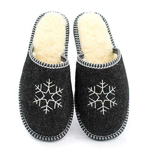 Nowo Hausschuhe Damen Pantoletten aus Wolle und Filz Warm Slippers Bequemes Tragegefühl Damen Pantofelln Weiche Flache Plüsch Pantoffel Warm 36 von Nowo