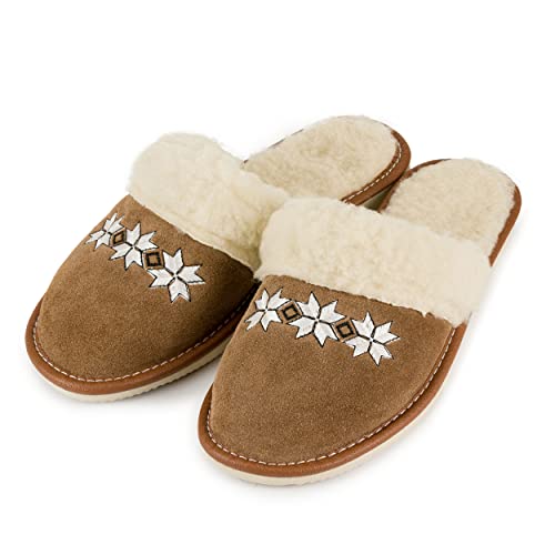 Nowo Hausschuhe Damen Pantoletten aus Wolle und Wildleder Warm Slippers Bequemes Tragegefühl Damen Pantofelln Weiche Flache Plüsch Pantoffel Warm 38 von Nowo