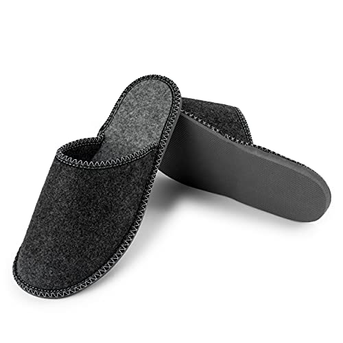 Nowo Herren Hausschuhe Filz Pantoffeln Schwarz Pantoletten geschlossen Tragegefühl Filzpantoffel Männer Hausschlappen Gästeschuhe rutschfest 38 von Nowo