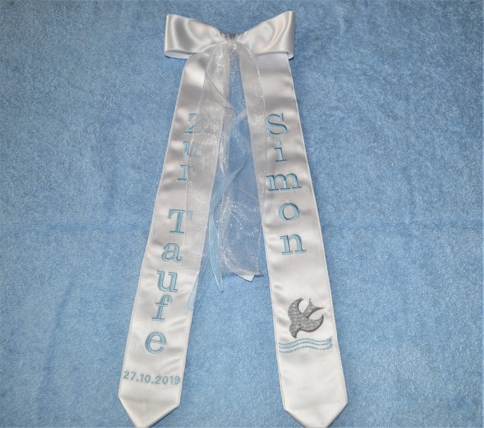 Taufschleife Motiv Taube/Wasser von Nowodesign