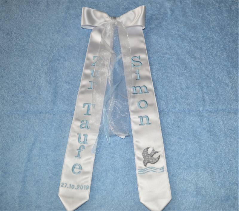 Taufschleife Motiv Taube/Wasser von Nowodesign