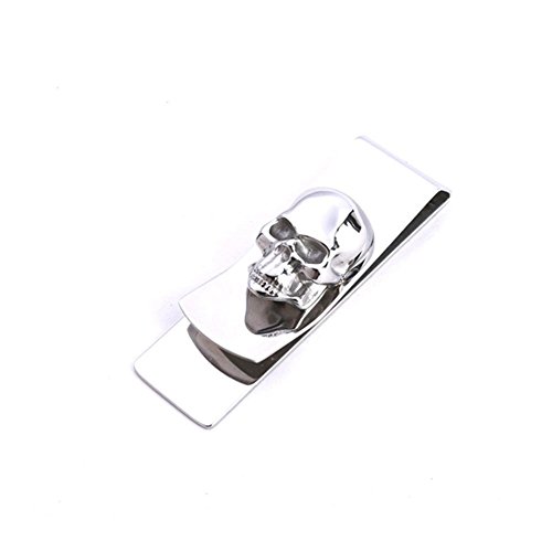 Nowsend Edelstahl Geldklammern Geldclip Geldscheinclip Money Clip Totenkopf (6.3 * 2.1CM Silber) von Nowsend
