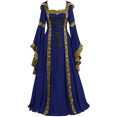 Nsercvb Halloween Kostüm Damen,Damen Renaissance Schwarz Mittelalter Kleid Kleidung Gothic Viktorianische Mittelalterliche Ballkleider Maskerade Fasching Karneval Halloween Cosplay Kostüm, XXL von Nsercvb