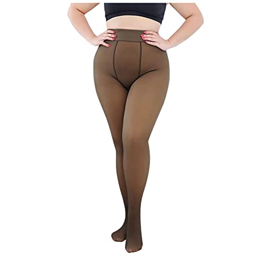 Strumpfhosen Damen Grosse Grössen, Grosse Grössen Thermostrumpfhosen für Damen Fleece Strumpfhose Thermo Warm Gefütterte Strumpfhose Winter Durchscheinend Plüschstrümpfe Pantyhose Warmer Leggings von Nsercvb