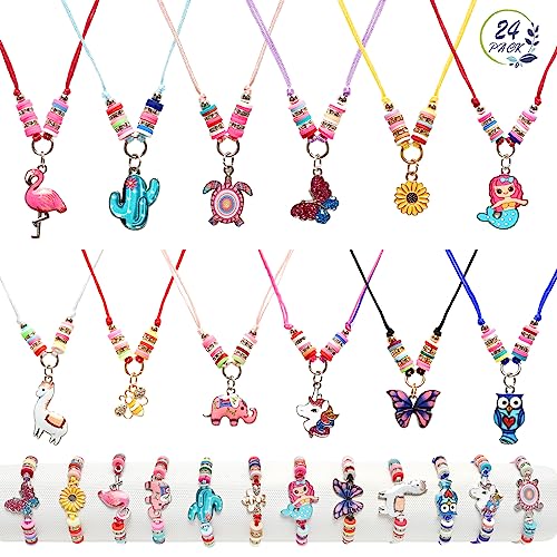 Nswayy 12 Stk Freundschaftsarmband Kinder Armbänder Mädchen 12Stk Halskette Einstellbare Geflochten Armband Kette Schmuckset Mitgebsel Kindergeburtstag Geschenke für Mädchen Kinder von Nswayy