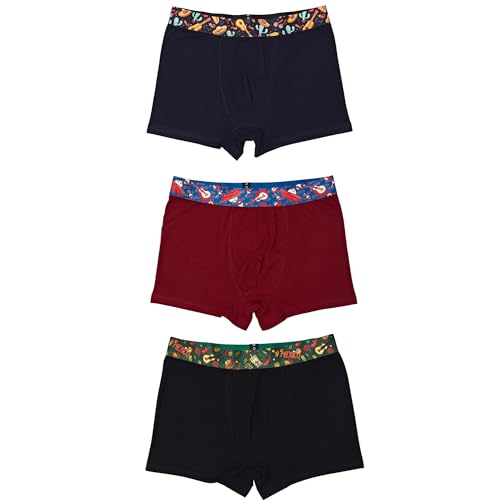 3-teilige Herren-Boxershorts mit Geschenkbox | Baumwolle, Gemusterter Elastischer Boxer | Herrenunterwäsche in Größe M | Männer Trunks Baumwolle Unterwäsche | Unterhose ohne Einschnitt Gummibund von Ntelioglou