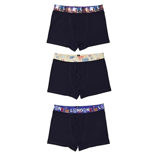 3-teilige Herren-Boxershorts mit Geschenkbox | Baumwolle, Gemusterter Elastischer Boxer | Herrenunterwäsche in Größe XL | Männer Trunks Baumwolle Unterwäsche | Unterhose ohne Einschnitt Gummibund von Ntelioglou