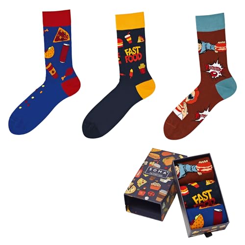 Ntelioglou Gemusterte Atmungsaktive Herren Socken mit Geschenk box | 3-teilige Gemusterte und Bunt Lustige Baumwolle Jungen Socken | Herrensocken Größe 41-46 von Ntelioglou