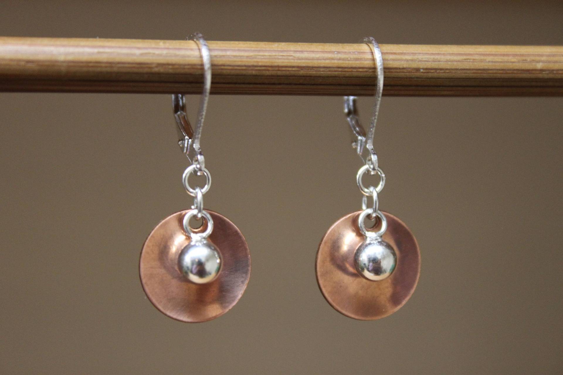 925 Silber Kugel Ohrringe, Kleine Baumeln & Tropfen Gemischte Metall Kupfer Sterling Moderne Ohrringe von NtikArtJewelry