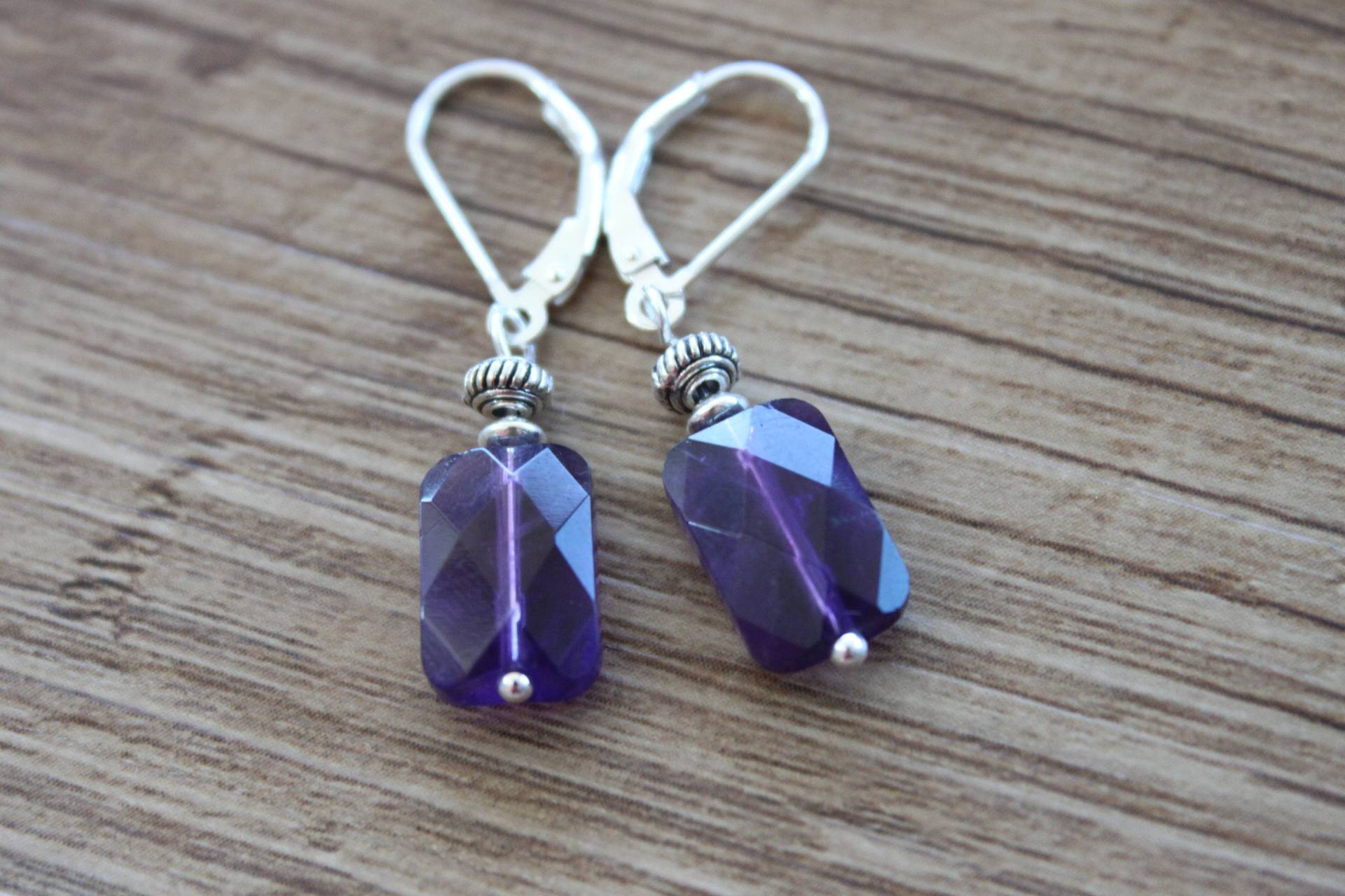 Amethyst Ohrringe, Lila Baumeln Tropfen Edelstein Stein Schmuck von NtikArtJewelry