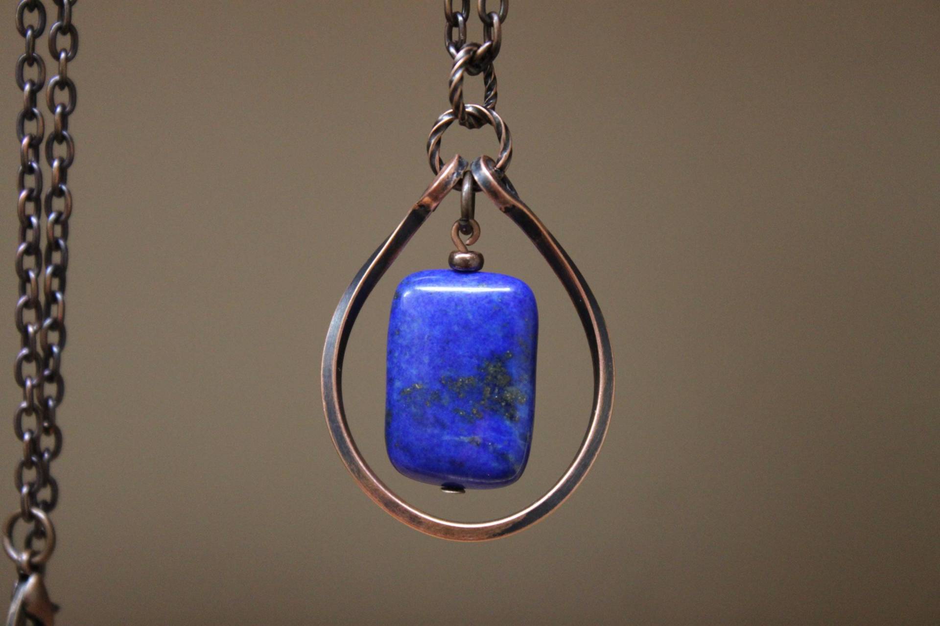Echte Lapis Lazuli Kupfer Anhänger Halskette, Handgefertigter Oxidierter Schmuck, Stein Einzigartiges Geschenk Für Frauen, Sie von NtikArtJewelry